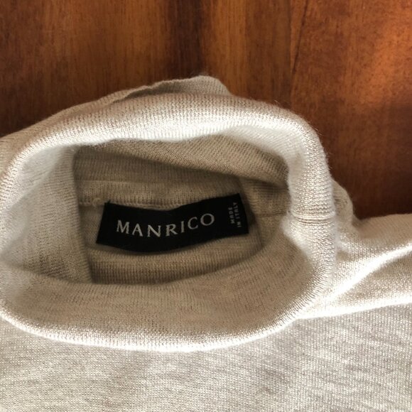 Manrico Milano Men’s Ultra-Fine Cashmere Turtleneck Sweater — Medium - Picture 2 of 3